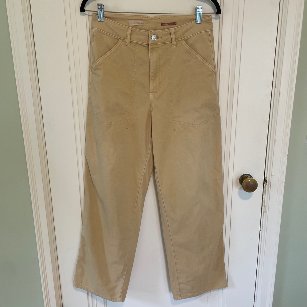 Anthropologie Pilcro Tan Khaki Carpenter Pants Wide Leg‎ Size 27